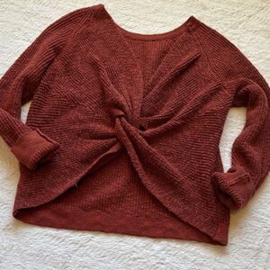 Aerie Rust Color Twist-Back Sweater